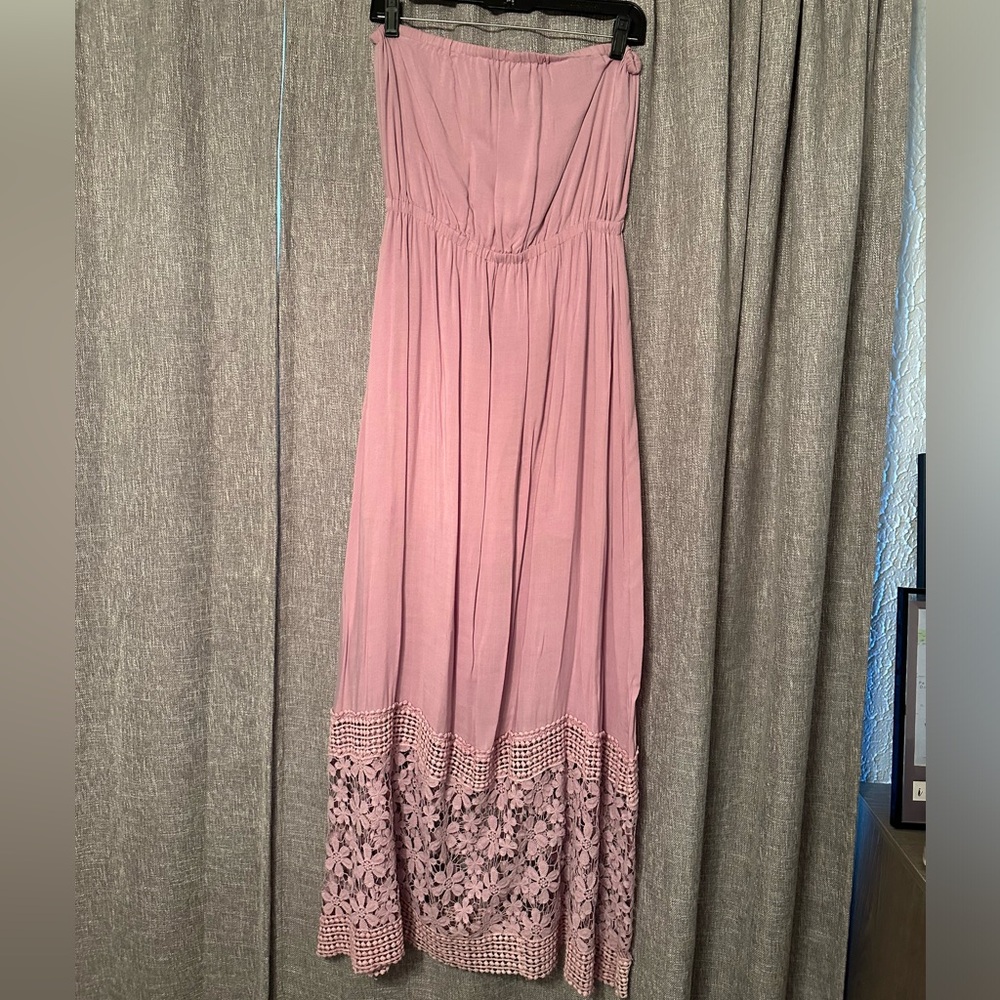 Lavender strapless maxi dress